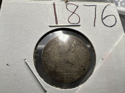 1876 10c Seated Liberty Dime Silver Coin About Good AG SKU#B