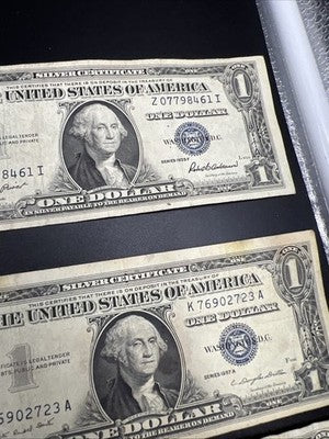 Lot of 10 VERY CIRC 1957 1935 $1 Dollar Silver Certificate Blue Seal Notes #390
