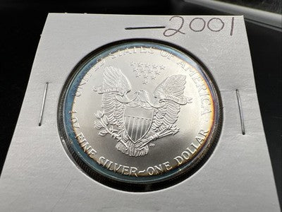 2001 1 Oz ASE American Silver Eagle Coin Gem BU UNC Halo Toning Toner SKU#B