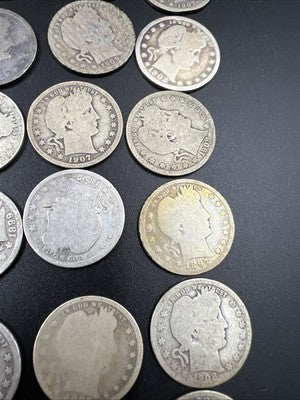 Barber Quarters 90% Silver Coin Quarter Roll $10 Face Value 40 Coins AG/G SKU#3Z