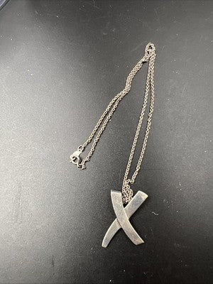 Tiffany & Co. Necklace Paloma Picasso X Kiss Graffiti Necklace Silver 16" USED