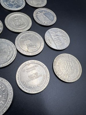 Lot of 20 $1 Casino Dollar Gaming Tokens Metal Circulated Conditions SKU#7550