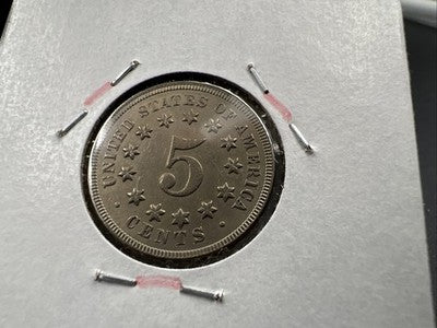 1868 5c Shield Nickel Coin Major Lamination Error Obverse AU About UNC