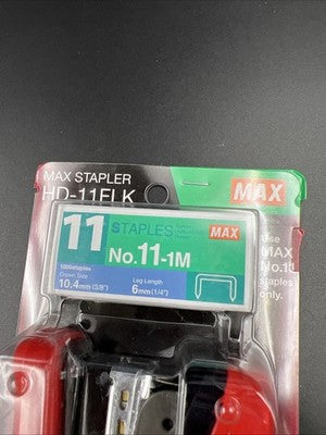 HD-11FLK Max Flat Clinch Stapler for 2x2 Coin Flips Stapler Red Hand Size New