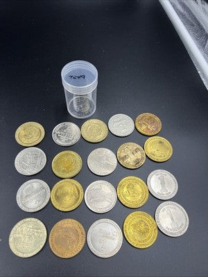 Lot of 20 $1 Casino Dollar Gaming Tokens Metal Circulated Conditions SKU#7549