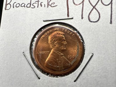 1989 P 1c Lincoln Memorial Cent Centered Broadstrike Error Coin Choice BU UNC