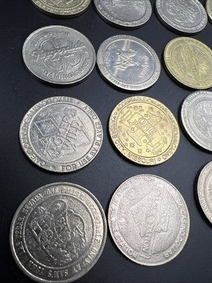 Lot of 20 $1 Casino Dollar Gaming Tokens Metal Circulated Conditions SKU#7538