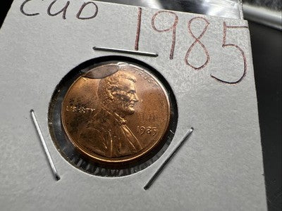 1985 P 1c Lincoln Memorial 1c Penny Coin Major Die Cud Error CH BU UNC RB sku#3