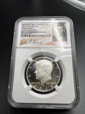 2014 S 50c Kennedy Silver Half Dollar Coin High Relief SP69 NGC Certified #29