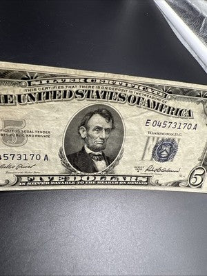 1953 A $5 Five Dollar US Silver Certificate XF EF Extra Fine Circ #170