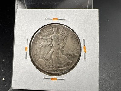 1943 P Walking Liberty Half Dollar Coin Missing Initials Variety CH VF Very Fine