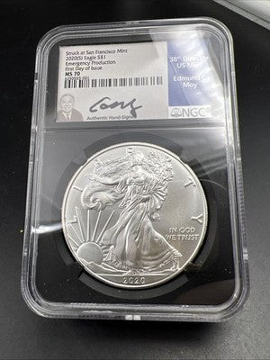 2020 S Emergency Production 1 Oz American Silver Eagle Moy Signature NGC MS70 #1