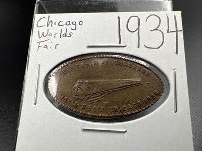 1934 Chicago World's Fair Elongated Cent The Train of Tomorrow XF EF Extra Fine
