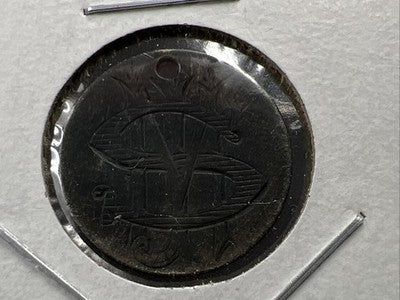 JMS Monogram Love Token on 1876 10c Liberty Seated Silver Dime Circ Holed