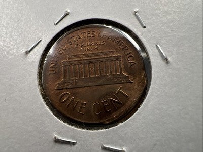 1963 1c Lincoln Memorial Cent Double Struck Error Coin BU UNC RB / Brown