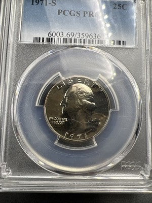 1971 S 25c Washington Copper Nickel Quarter Coin PR69 PCGS #612