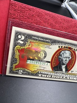 2017 Lucky Money Year of Cat Colorized $2 Two Dollar Bill #35