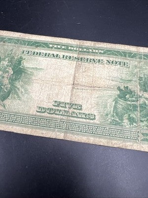 1914 $5 Five Dollars Federal Reserve Note Atlanta White Mellon FR-867 Very Circ
