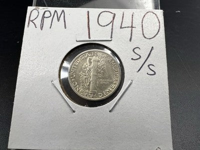 1940 S Mercury Silver Dime S / S FS-501 RPM Variety AU About UNC