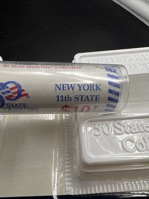US Mint Certified 2001 P New York State Statehood 40 Coin BU Quarter Roll