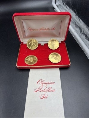 4 Coin Olympian Medallion Set In Red Display Box