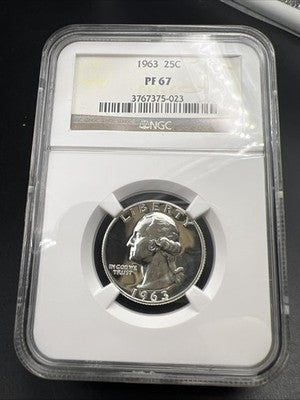 1963 25c Washington Silver Quarter Proof Coin NGC PF67 #023