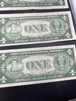 Lot of 7 1935 $1 One Dollar Silver Certificate Blue Seal Notes Fine / VF Circ #7
