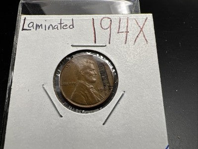 194x 1C Lincoln Wheat Cent Major Planchet Lamination Error VF Circ