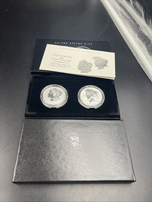 2023 Reverse Silver Proof Morgan & Peace Dollar Set OGP Box COA