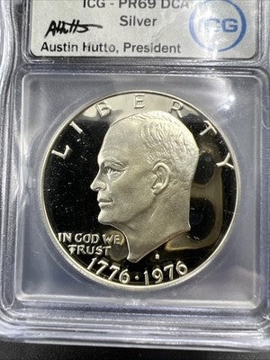 1976 $1 Ike Eisenhower 40% silver Dollar Coin ICG PR69 DCAM #330