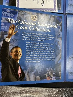 Lot of 9 Barack Obama Colorized US UNC Coins in Boxes Display Folders