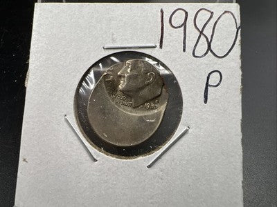 60% Off Center Error Roosevelt Dime Coin UNC 1980 P