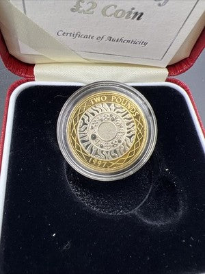 1997 United Kingdom England Proof Sterling Silver Bi Metallic Two Pounds Coin