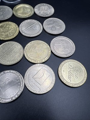 Lot of 20 $1 Casino Dollar Gaming Tokens Metal Circulated Conditions SKU#7523