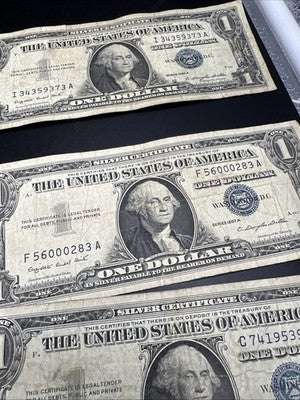 Lot of 10 1957 $1 One Dollar Silver Certificate Blue Seal Notes G / VG #937