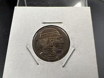 Hobo Buffalo Nickel Coin Modern Carving SKU#O