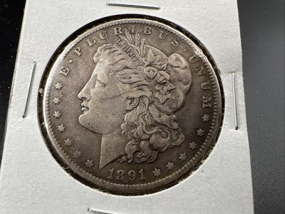 1891 P $1 Morgan Silver Dollar Coin VF Very Fine Circ SK#a