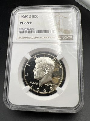 1969 S 50c Kennedy Silver Half Dollar Coin NGC PF68 * Star #032
