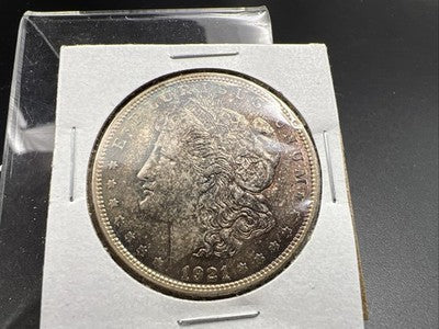 1921 $1 Morgan Silver Dollar Coin CH AU About UNC PQ Toning Toner Obverse SK#a