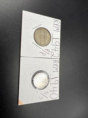 RPM Collector's set 1942 5c P/P & 1940 10c WWII Era Silver Coins Circ with RPM