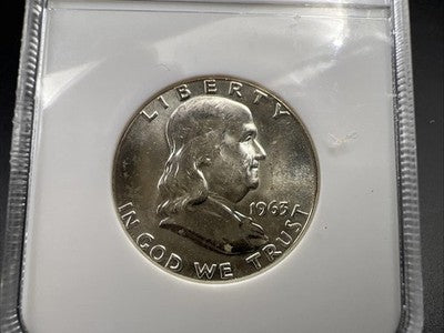 1963 P 50c Franklin 90% Silver Half Dollar Coin NGC MS65 Gem Bu Certified #43