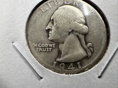 1941 P 25c Washington Silver Quarter Coin AG Circ DDO Double Die Obverse SK#a