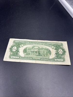 1928 G $2 Two Dollar Legal Tender United States Red Seal Note Fine Circ #417