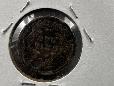 10c Seated Liberty Dime VF Details Graffiti "Minnie" Engraved