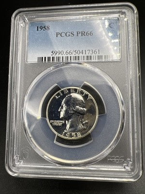 1958 25c Washington Silver Quarter Coin PR66 #61 PCGS