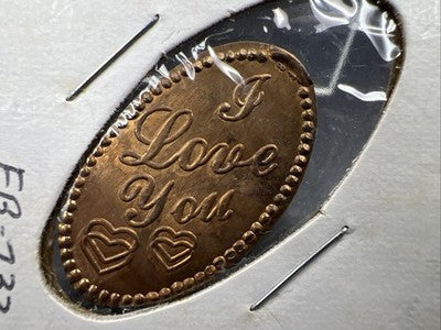 I Love You Elongated Wheat Cent Penny Coin