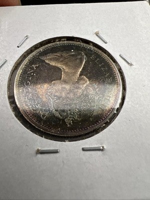 1965 Canada 25 Cents Silver Coin PQ Toning Toner Uncirculated