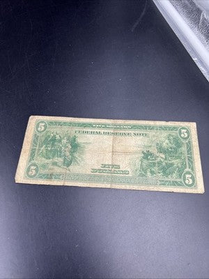 1914 $5 Five Dollars Federal Reserve Note Atlanta White Mellon FR-867 Very Circ