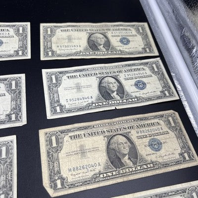 Lot of 10 1957 1935 $1 One Dollar Silver Certificates VG + Circulated #364