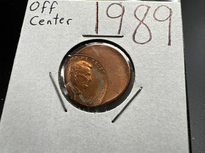 1989 1c Lincoln Memorial Cent Penny 60% Off Center BU UNC sk#4B